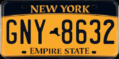 NY license plate GNY8632