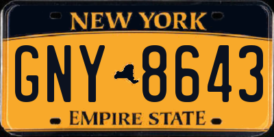 NY license plate GNY8643