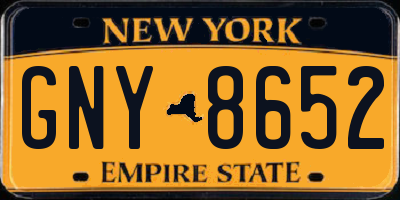 NY license plate GNY8652
