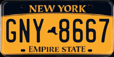 NY license plate GNY8667