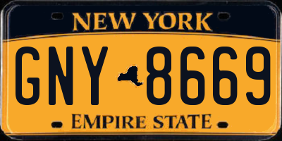 NY license plate GNY8669