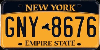NY license plate GNY8676