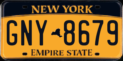 NY license plate GNY8679