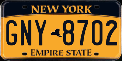 NY license plate GNY8702