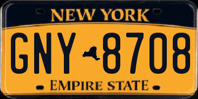 NY license plate GNY8708