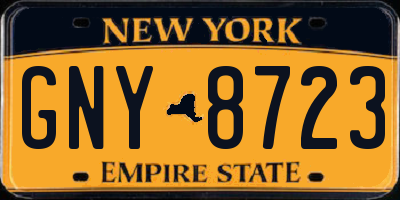 NY license plate GNY8723