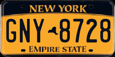 NY license plate GNY8728
