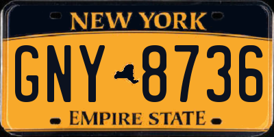 NY license plate GNY8736
