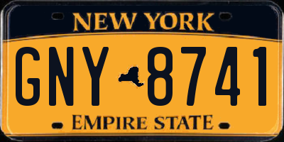 NY license plate GNY8741