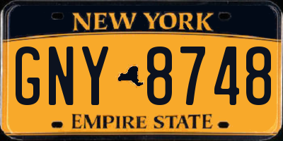 NY license plate GNY8748