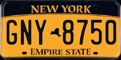 NY license plate GNY8750