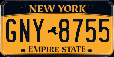 NY license plate GNY8755