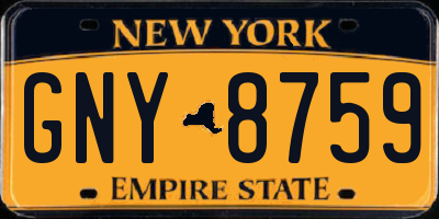 NY license plate GNY8759
