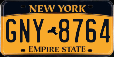 NY license plate GNY8764