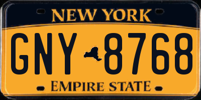 NY license plate GNY8768