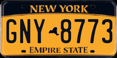 NY license plate GNY8773