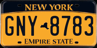 NY license plate GNY8783