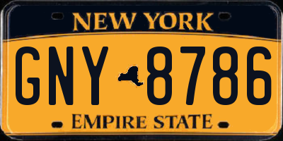 NY license plate GNY8786