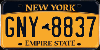 NY license plate GNY8837