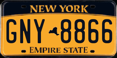 NY license plate GNY8866