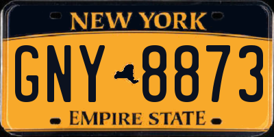 NY license plate GNY8873