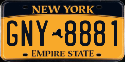 NY license plate GNY8881