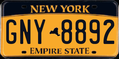 NY license plate GNY8892