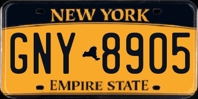 NY license plate GNY8905