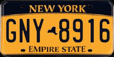 NY license plate GNY8916