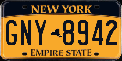 NY license plate GNY8942
