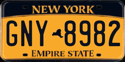 NY license plate GNY8982