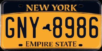 NY license plate GNY8986