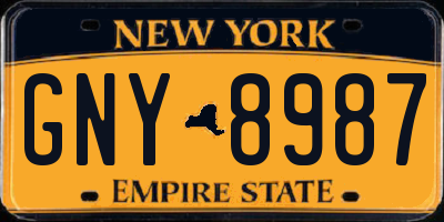 NY license plate GNY8987