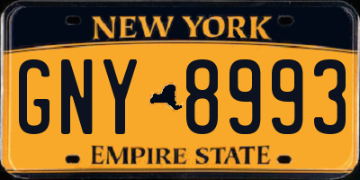 NY license plate GNY8993