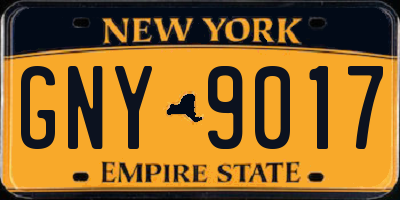 NY license plate GNY9017