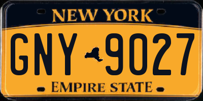 NY license plate GNY9027