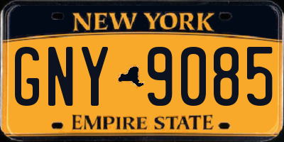 NY license plate GNY9085