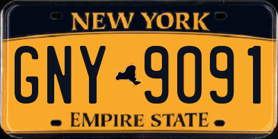 NY license plate GNY9091