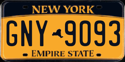 NY license plate GNY9093