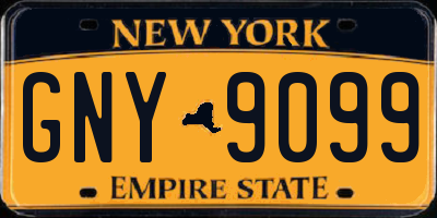 NY license plate GNY9099