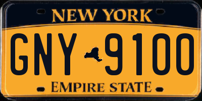 NY license plate GNY9100