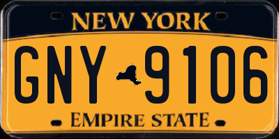 NY license plate GNY9106
