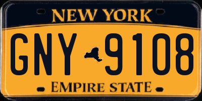 NY license plate GNY9108