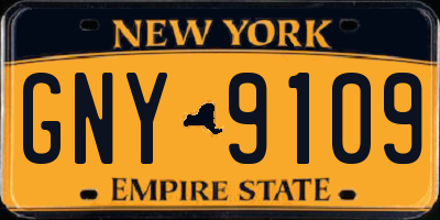 NY license plate GNY9109