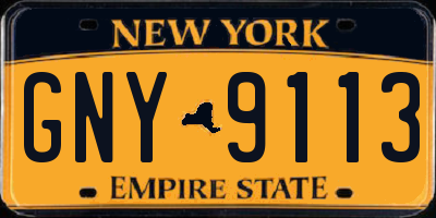 NY license plate GNY9113