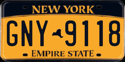 NY license plate GNY9118