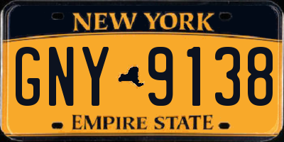 NY license plate GNY9138