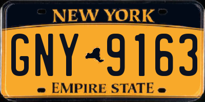 NY license plate GNY9163