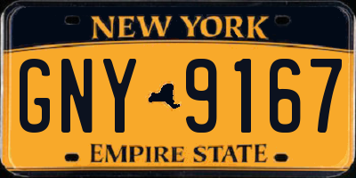 NY license plate GNY9167