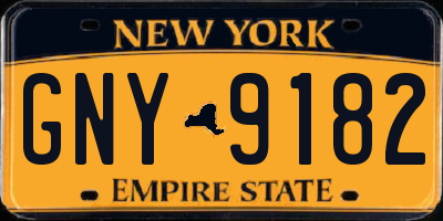 NY license plate GNY9182